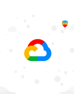 Google Cloud logo with balloons in the background