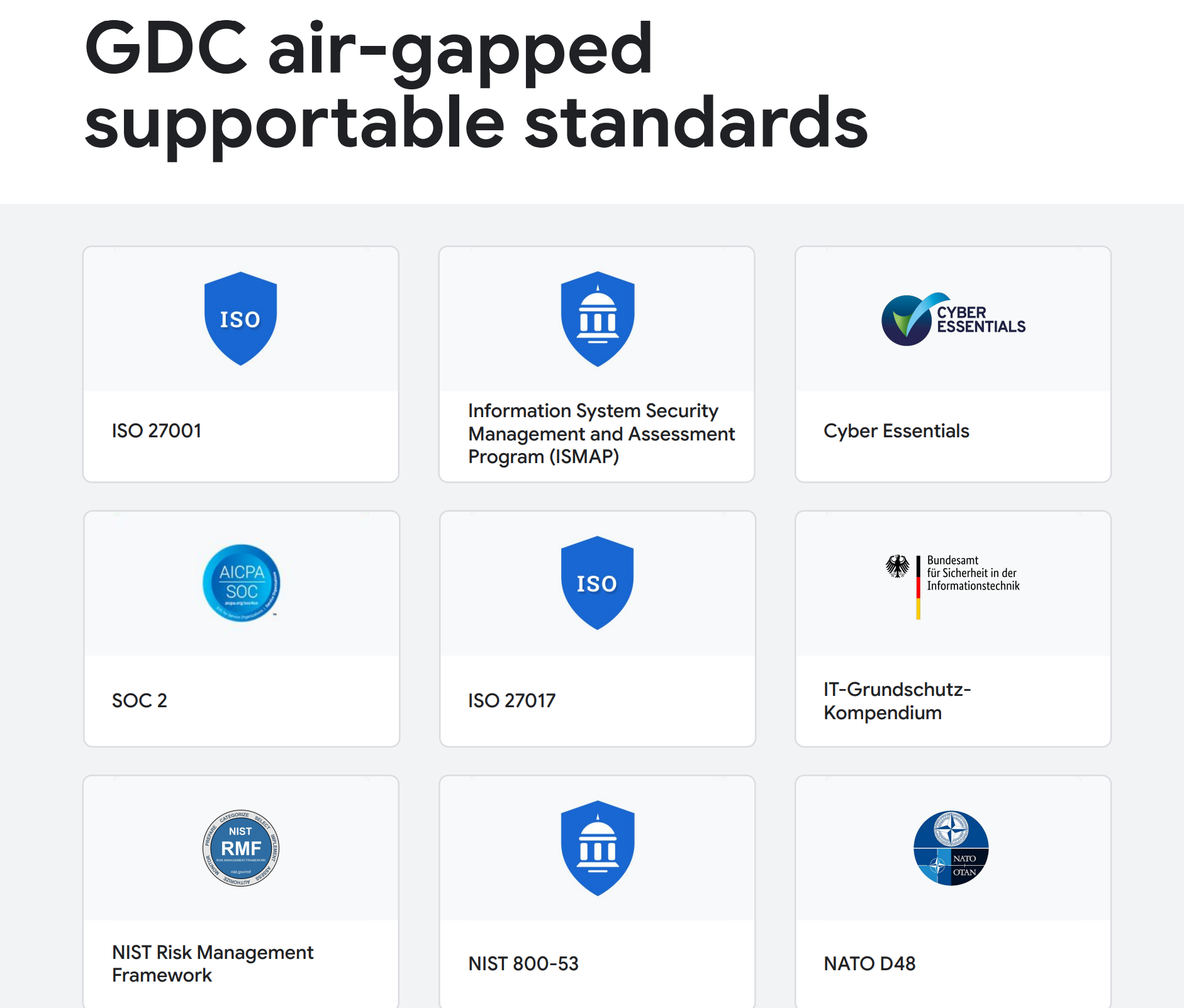 Air-gapped supportable standards