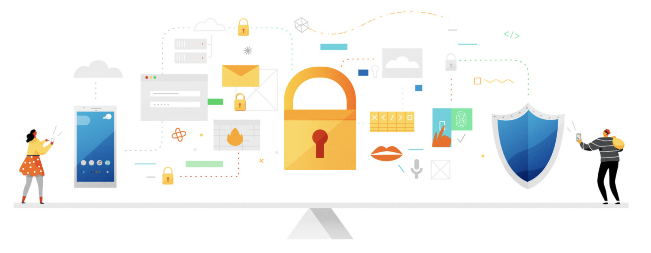 Conceptual icon showing better protecting web app and APIs from threats