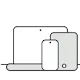 Varied electronic devices stacked next to a key